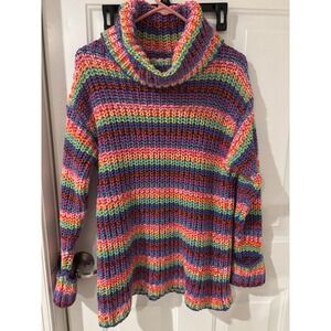 Forever 21 Multicolor Striped‎ Knit Cowl Neck Sweater Pullover Sm